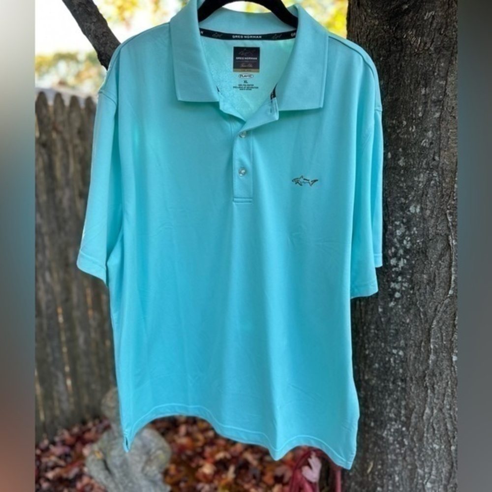 Greg Norman For Tasso Elba Five Iron Play‎ Dry Men’s Light Blue Golf Shirt